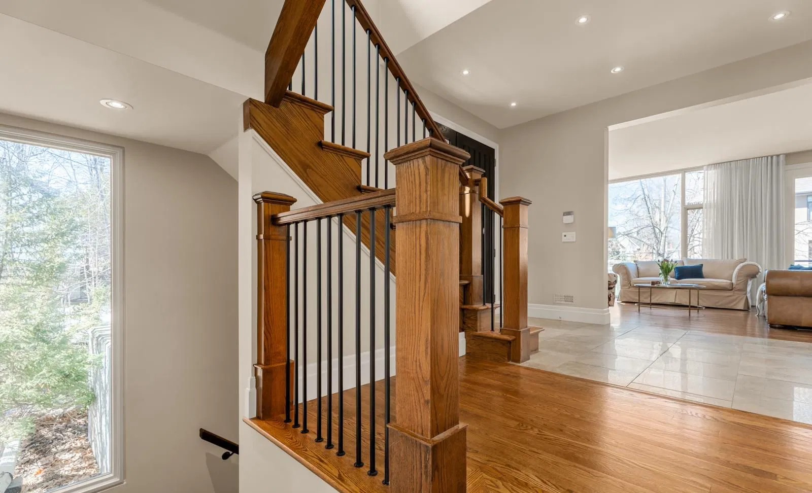 Stairway leading to the finished lower level